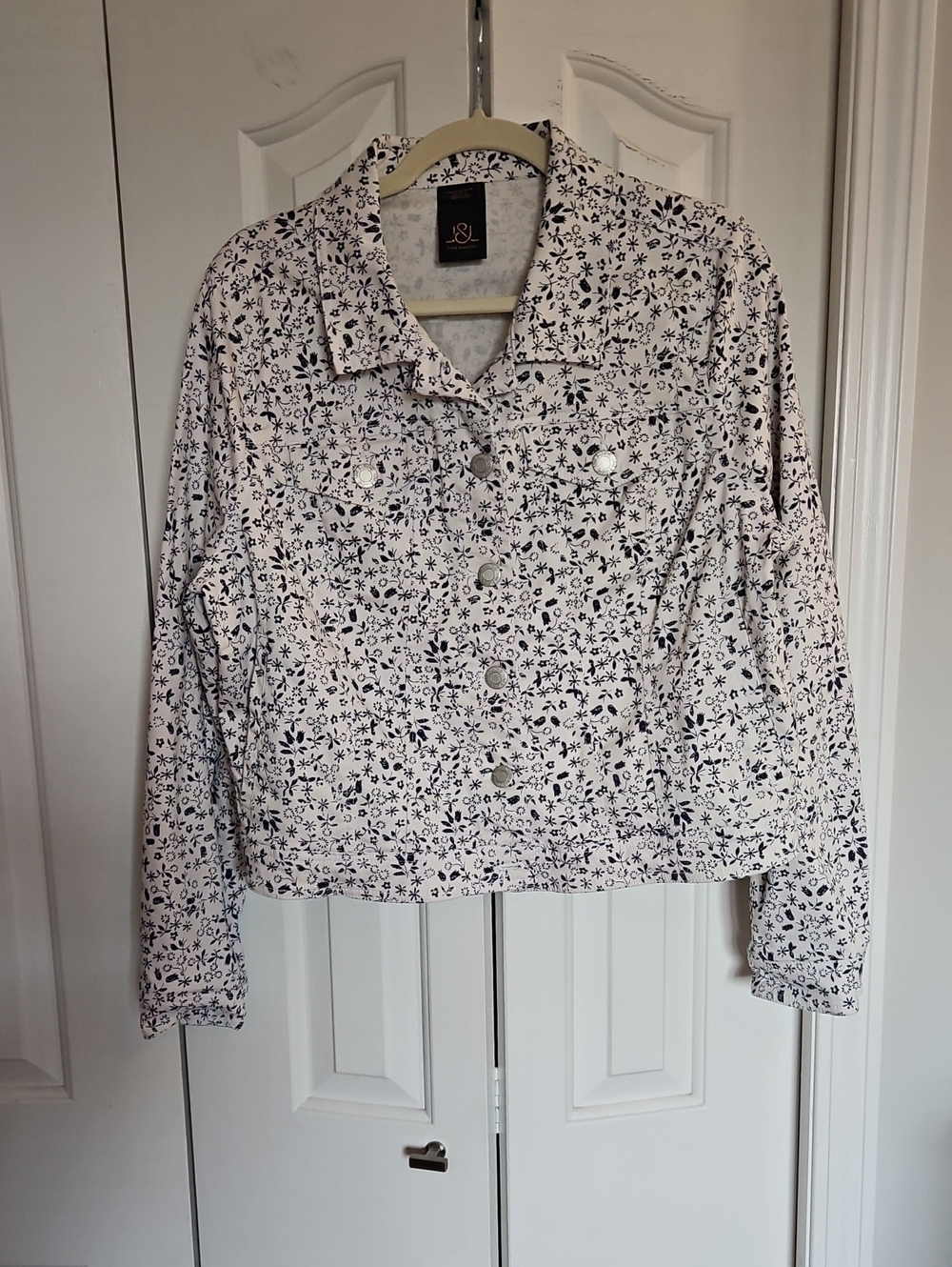 Love & Legend White Jacket with Navy Floral Print